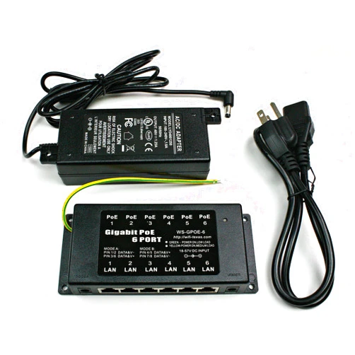 WiFi-Texas PoE Texas GPOE-6AB-48v60w | Gigabit 6 Port Passive Power Over Ethernet Injector for 802.3af Devices | with 48 Volt 60 Watt Power Supply