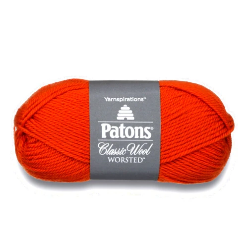 Spinrite Patons Classic Wool Yarn, 3.5oz, Gauge 4 Medium, 100% Wool Pumpkin - For Crochet, Knitting & Crafting