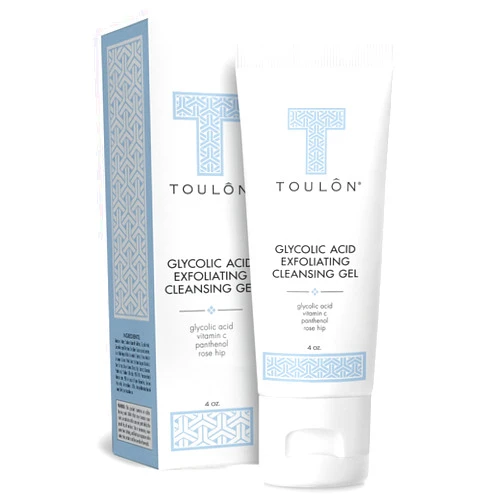 TOULON Glycolic Acid Facial Cleanser: Alpha Hydroxy Face Wash with AHA, Vitamin C & Rose Hip to Exfoliate Dry, Sensitive Skin for Women & Men
