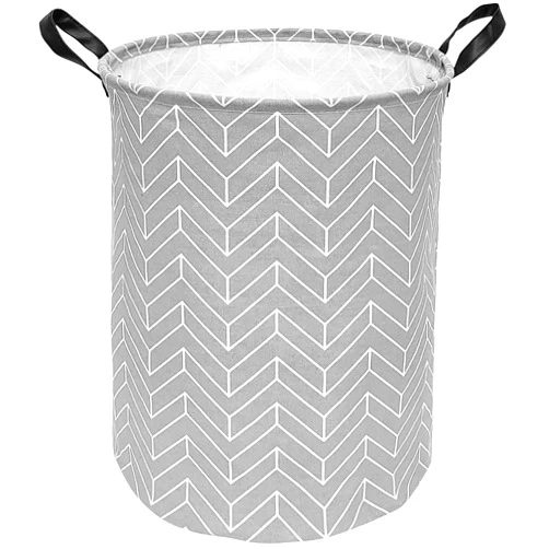 HUAYEE 19.7 Inches Large Laundry Basket Waterproof Round Cotton Linen Collapsible Storage bin with Handles for Hamper Kids Room,Toy Storage(Geometric)