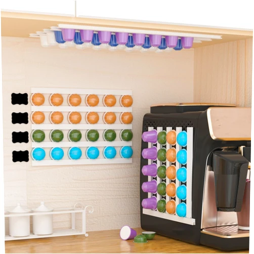 MATT SAGA K Cup Holder 12 pcs Hiding Style Coffee Pod Holder, Self-Adhesive Mounted Coffee Pod Stands, Suitable for a Variety of Scenarios and a Variety of Brand of Coffee Capsules Organizer Station