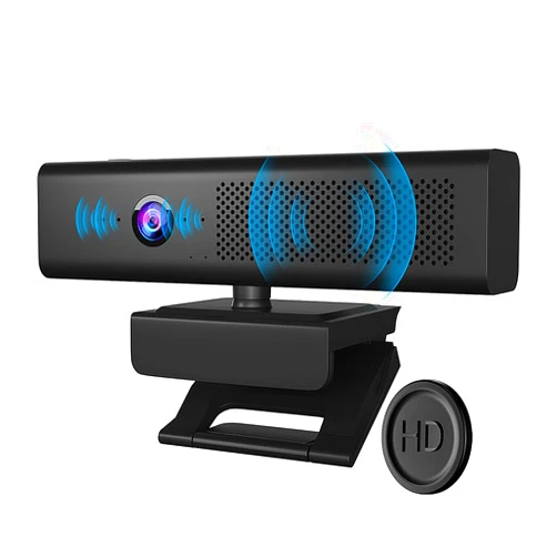 Maciebelle Conference Webcam with Speaker and 4 Microphones, HD 1080P Video Web Cam with Privacy Cover, Business Web Camera for Desktop PC Computer & Laptop, USB Camera for Zoom Conferencing/Gaming/Streaming