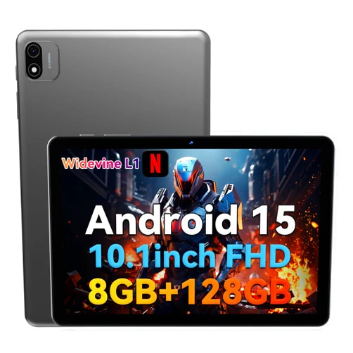 Headwolf Android 15 Tablet 10 inch Tablets, WPad6 Octa Core FHD 1920 * 1200 Display Android Tablet, 8GB RAM + 128GB ROM, Widevine L1 Support, 6000mAh, WiFi Tablet PC