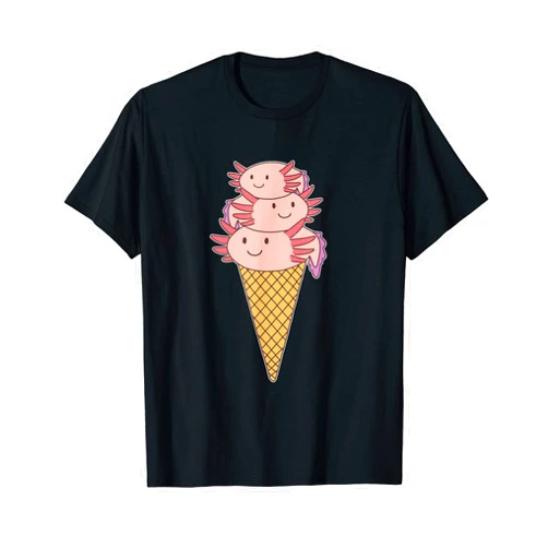 Great Axolotls Icecream Cute Kawaii Art Design Axolotls Icecream Art Design Cute Kawaii T-Shirt