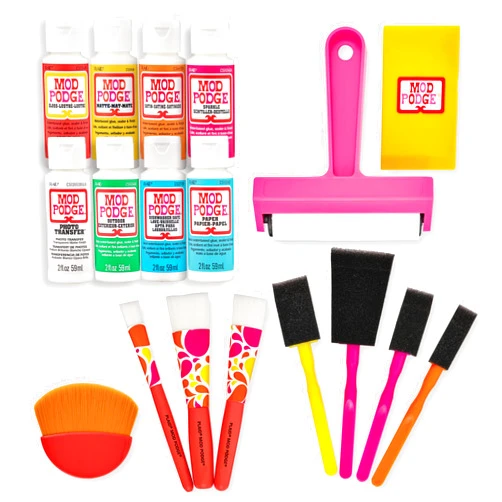 Mod Podge, Essential Decoupage Kit, Featuring 8 Formulas and 10 Tools, Perfect for DIY Arts and Crafts Projects, Assorted