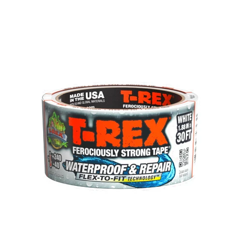 T-Rex Flexible Waterproof Tape - Heavy Duty Adhesive Waterproofing Tape for Repair, Leaks, Roof Patches - Extreme Weather & UV Resistance - White, 1.88