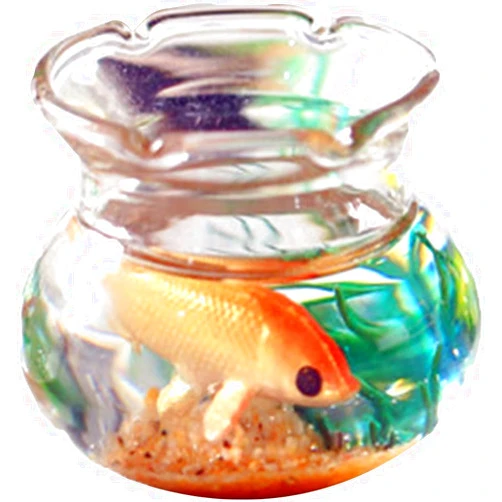 PurYupearl 1pc Multicolour Dollhouse Miniature Goldfish Bowls with Smooth Surface, Realistic Chic Resin Dollhouse Fish Tank Accessories for Garden Scene Decor,1.06