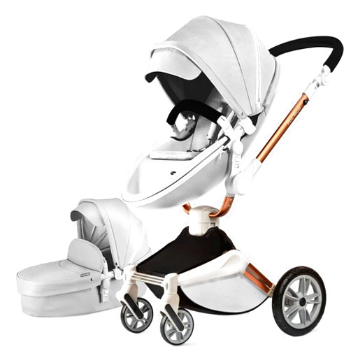 Hot Mom Baby Stroller 360 Rotation Function,Hot Mom Baby Carriage Pu Leather Pushchair Pram,F23 (Grey)