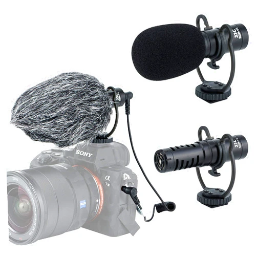 Fotasy JJC SGM-V1 Shotgun Video Microphone, Cardioid Microphone Condenser Mic Vdeomicro w/Shock Mount, Furry Foam Windscreen, Electret Condenser, 3.5mm TRS TRRS Cable, for Andoid Phone DSLR Camcorder