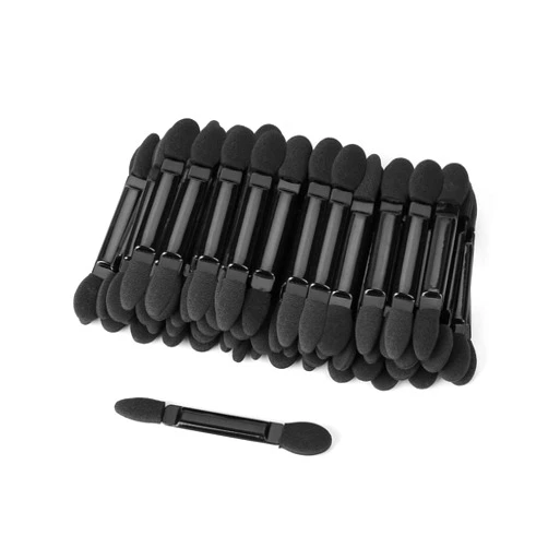 TYGOMALL Professional Double Head Eyeshadow Brushes Cosmetic Tool 50 Pcs Disposable Dual Sides Eyeshadow Sponge Brushes Makeup Applicator, (Size: 2.44 inch, Color: Black)