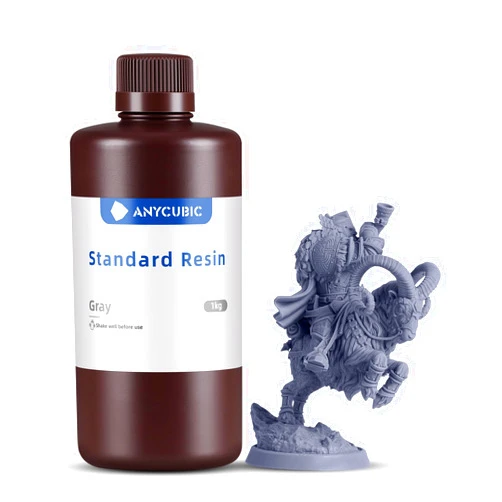 ANYCUBIC 3D Printer Resin, 405nm SLA UV-Curing Resin with High Precision and Quick Curing & Excellent Fluidity for LCD 3D Printing (Grey, 1kg)