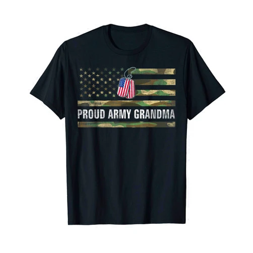 Army Loves Gift Vintage American Flag Proud Army Grandma Veteran Day Gift T-Shirt