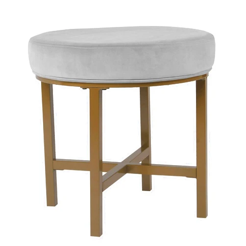 HomePop Round Metal Base Decorative Ottoman, Silver