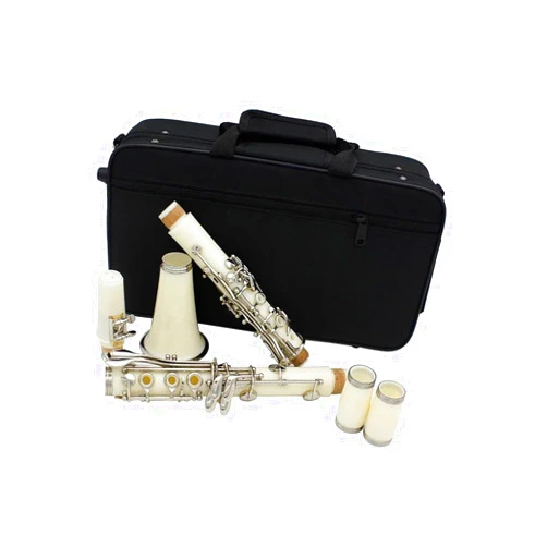 RTGHYTY Clarinet Instruments White Clarinet 17 Key Falling Tune B ABS Silver Plated Silver Key Cleaning Cloth(Clarinet set)