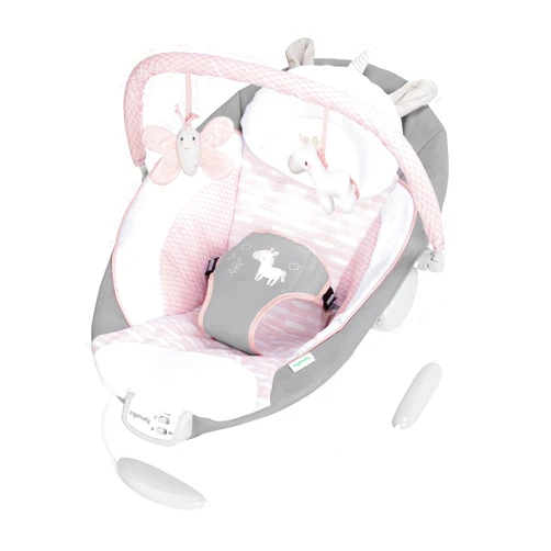 Ingenuity Soothing Baby Bouncer Infant Seat with Vibrations, -Toy Bar & Sounds, 0-6 Months Up to 20 lbs (Pink Flora the Unicorn)