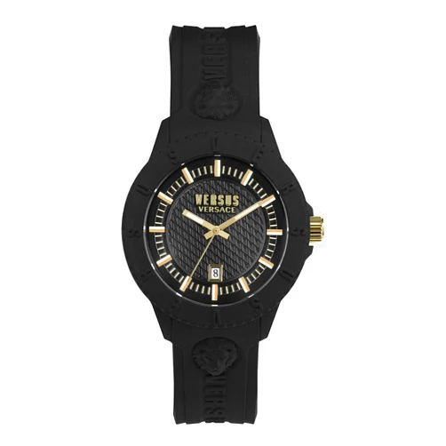 Versus Versace Tokyo Collection Luxury Mens Watch Timepiece with a Black Strap Featuring a Black Case and Black Dial