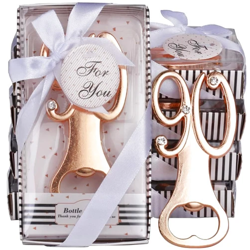 GengGeng 36PCS 90 Gold Bottle Openers for 90th Birthday Party Favors Gifts for Guests 90th Wedding Anniversary Party Favor 90th Souvenirs Theme Party Decorations (90th,36)