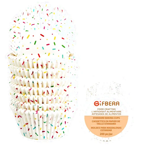 GiFBERA Candy White Cupcake Liners - Gifbera Standard Baking Cups Odorless Greaseproof Paper Muffin Wrappers, Pack of 200