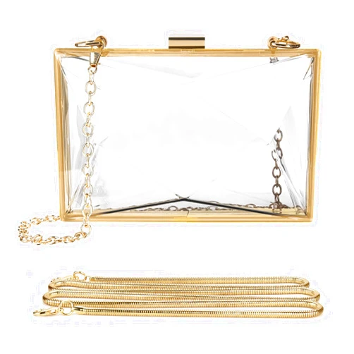 Linkidea Women Clear Purse, Acrylic Box Evening Clutch Bag, Transparent Rhombus Lady Party Wedding Crossbody Shoulder Handbag