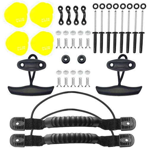 CLIO Kayak Carry Handles Kit with Front Pull T-Handles & Scupper Plugs - 4 PCs Each, Kayak Pad Eyes with Tir-Grip Rivets - Deck Rigging Accessory