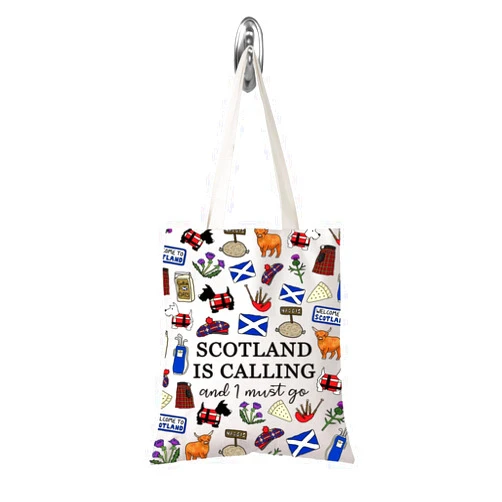 TSOTMO Scotland Makeup Bag Gift Edinburgh Gift Scotland Is Calling And I Must Go Zipper Bag Gift For Scottish (SCOTLAND tote)