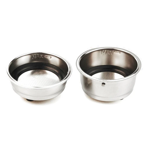 Flylin 2Pcs Coffee Filter Basket, 51mm Pressurized Coffee Filter Cups Strainer Stainless Steel With Strainer, Coffee Detachable Espresso Machine Portafilter Basket Replacement for Home Office (Single+Double)
