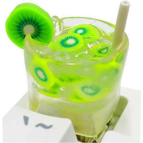 CN GAMING Fruit Drink Kiwi Style Cute Keycap, Artisan Resin Keycap, Esc Key Cap for Cherry MX Mechanical Keyboard DIY Backlit Keycaps Replace
