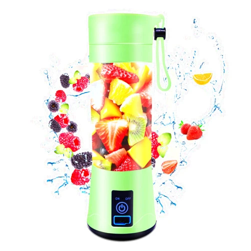 SoQte Handheld Portable Blender, Personal Size Blender Juice Cup with 6 Blades, Mini Blender for Fruit Smoothies and Shakes, with 380ml Juice Cup for Baby Food, Gym, Home, Travel (upgrade blade green)