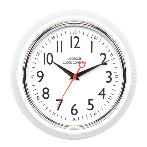 La Crosse Clock Company La Crosse Clock 404-3624W 9.61-inch Schoolhouse Analog Quartz Wall Clock