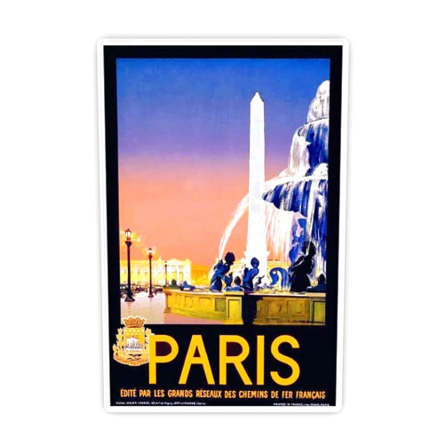 Squiddy Paris France Vintage Travel - Vinyl Sticker Decal for Phone, Laptop, Water Bottle (4