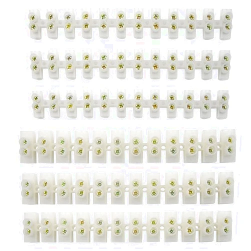 XINGYHENG 6Pcs 30A 60A 12 Position Double Row Screw Terminal Block Nylon Terminal Barrier Block Connector for All Wide Use(White)
