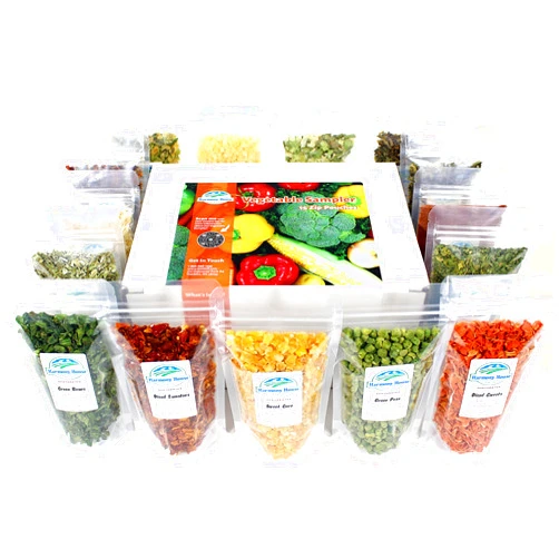 Harmony House Dehydrated Vegetable Sampler – 15 Count Variety Pack, Resealable Zip Pouches, For Cooking, Camping, Emergency Supply and More