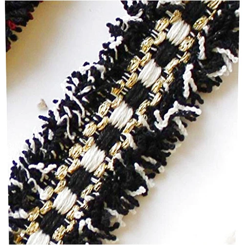 HZLXF1 1yard 2cm Tweed Webbing Golden Weave Trim Bried Lace Sewing Accessory Suitable for Garment DIY Vintage Trimming (Color : Black White)