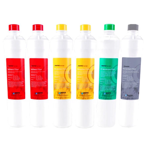 Watts Premier Annual RO Pure Plus 6-Pack Filtration Kit for Zero/Pure Plus Reverse Osmosis System, Push Button Water Filter Replacement, 2 Sediment Filters, 2 Carbon Pre-Filters, VOC, Membrane