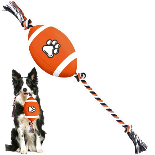 QDAN Dog Toys Dog Balls - Dog Football on Rope, Outdoor Tug of War Toy, Dog Plush Toys for Small Medium Dogs, Puppy Dogs Birthday Gifts