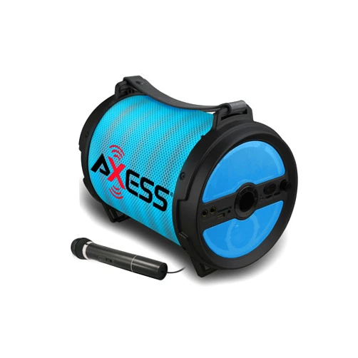 AXESS SPBL1046 Portable Bluetooth 2.1 LED Lit Hi-Fi Cylinder Loud Speaker with Built-In 6