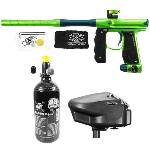 Maddog Empire Mini GS Electronic Full Auto Paintball Gun Marker w/ 48/3000 HPA Paintball Tank & Empire Halo Too Electronic Paintball Loader Starter Package