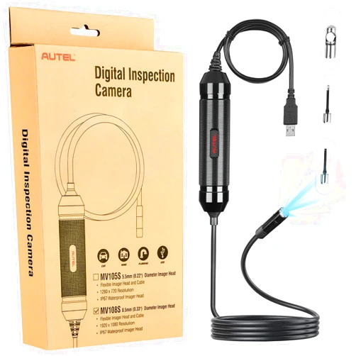 Autel MaxiVideo MV108S Inspection Camera, Waterproof 8.5mm Imager USB Endoscope with Light, 1920x1080 HD 2MP Borescope for Autel Scanner & PC, Upgrade of MV108 MV105, Snake Camera with 1M Cable