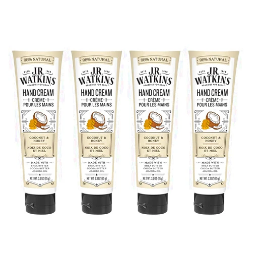 J.R. Watkins Hand Cream, Coconut, 3.3 Ounce (Pack of 4)