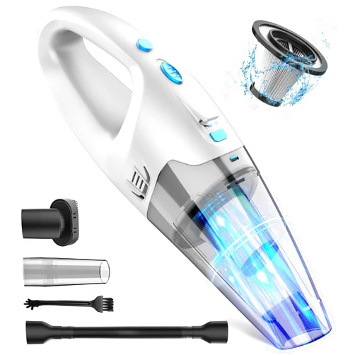 FUOAYOC Handheld Vacuum Cordless,Car Hand Vacuum Cleaner,Dust Busters Cordless Rechargeable with LED Light/Multi Accessories/Washable Filter,1.6lbs Mini Portable Vacuum Cleaner for Home Office Car Pet