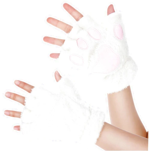 Sibba 2 Pcs Cat Paws Gloves Fingerless Bear Furry Paw Cute Hand Paw Gear Cosplay Costume Accessories Mittens Cute Paw Gear Cosplay Costume Accessories Women Glove Novelty Clothing