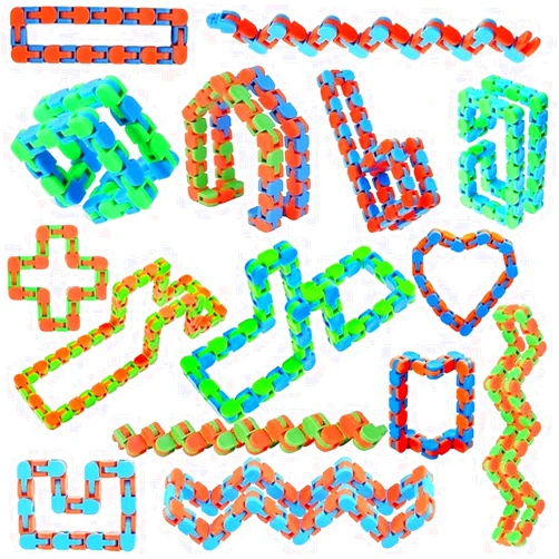 GZZDQGWN 144pcs Random 24 Links Wacky Tracks Snap and Click Fidget Toys, Finger Sensory Toys, Snake Puzzles for Stress Relief, Party Bag Fillers, Random Color, Carnival Gift
