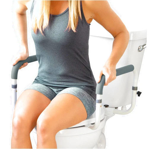Vive Toilet Safety Rail - Adjustable Grab Bar - Compact Support Frame with Handrail for Bathroom Toilet Seat - Easy Installation for Handicap Senior Bariatrics, Elderly Balance - Padded Hand Armrest