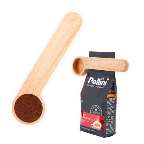 YIDADA Wood Coffee Scoop with Bag Clip, Measuring Tea Coffee Bean Spoon Clip Gift for Coffee Lovers