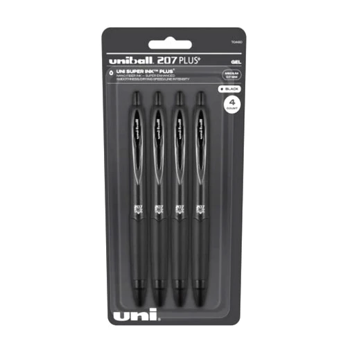 Uni-Ball Uniball Signo 207+ Gel Pen 4 Pack, 0.7mm Medium Black Pens, Gel Ink Pens | Office Supplies Sold by Uniball are Pens, Ballpoint Pen, Colored Pens, Gel Pens, Fine Point, Smooth Writing Pens