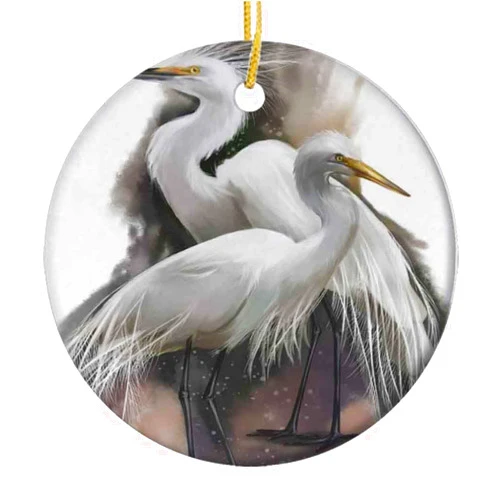 9 shbixmashdho Christmas Ornaments|White Egret Ceramic Ornament|Holiday Xmas Tree Decorations Ornament|Cute Ceramic 2.85in