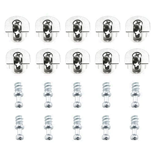 MTQY 10PCS Silver 20x22mm Threaded Camlock Zinc Alloy Shelf Keeper Bolt Pin Wardrobe Cabinet 3 in 1 Laminate Connectors Suitable for Glass Partitions Display Cabinet Mezzanine Cabinet