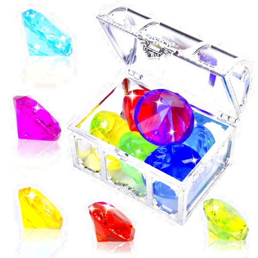 Hercugifts Pool Toys Colorful 6 Big Diving Gems Set with Treasure Pirate Box Diving Toys(Silver White)