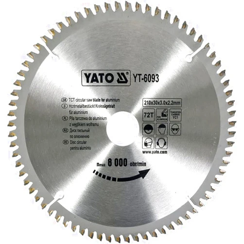 Yato HM Saw Blade 210 x 30 TFZ, 72 teeth for Aluminium, Plastic, Non-ferrous Metal