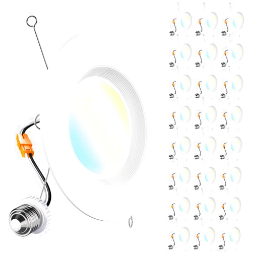 Sunco Lighting Sunco 24 Pack Retrofit LED Recessed Lighting 6 Inch, Downlight Can Lights for Ceiling, 1050 LM, 2700K/3000K/3500K/4000K/5000K, Dimmable, Baffle Trim, 13W=75W, 50000 Lifetime Hours, Damp Rated UL
